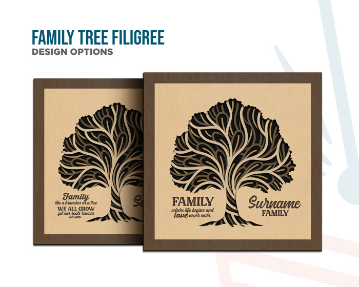 Personalized Family Tree Filigree Sign | Custom Family Name Laser Cut Wall Art | Meaningful Home Décor Gift