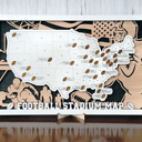 No Customization Stadium Series Football Stadium Travel Map – 18" x 10" Engraved Wooden US Map with Customizable Nameplate