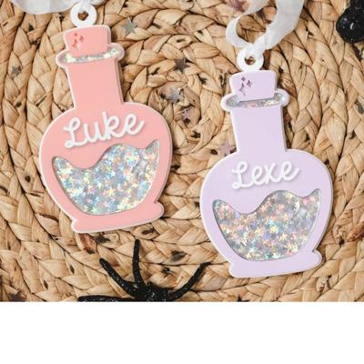 Personalized Halloween Potion Bag Tag | Custom Acrylic Backpack Tag | Vintage Potion Bottle Name Tag | Trick or Treat Bag Charm | Personalized Halloween Gift