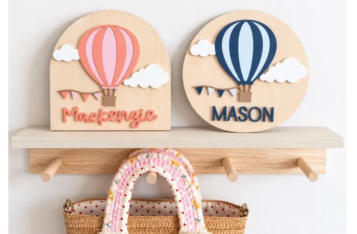 Personalized Hot Air Balloon Nursery Name Sign