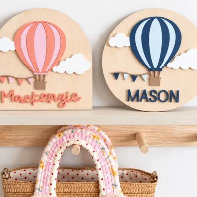 Personalized Hot Air Balloon Nursery Name Sign