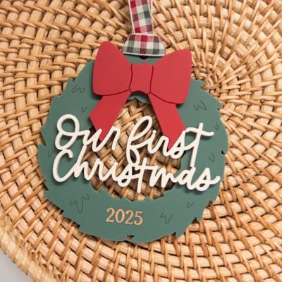 Personalized “Our First Christmas” Wreath Ornament 2026