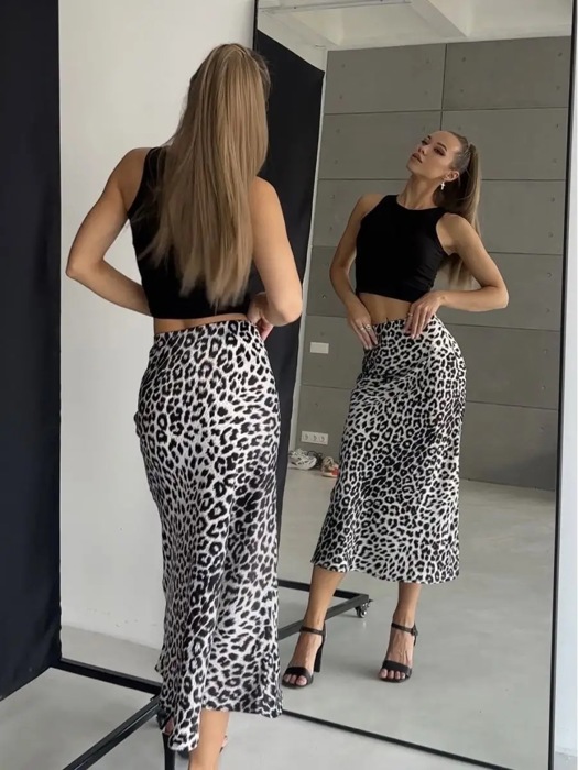 Satin Leopard Print Maxi Dress