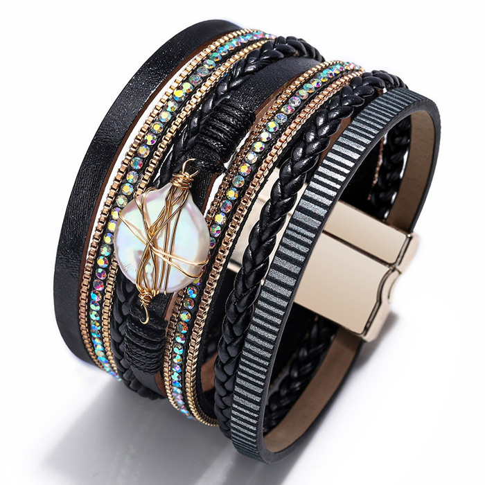 Women Crystal Wide Cuff Bracelets