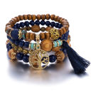 Blue Multilayer Wooden Beaded Bracelet