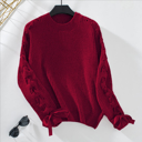 Red Small Women Sweater with Arm Lace Up