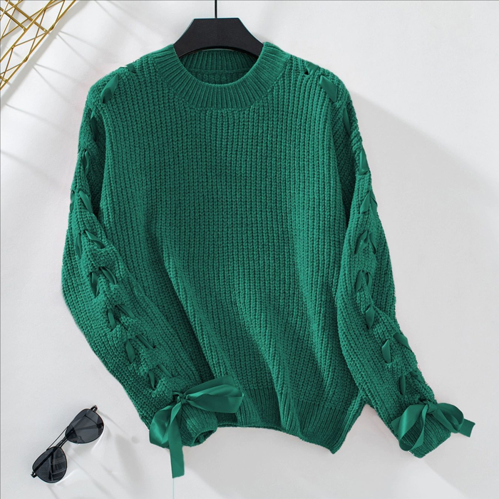 Women Sweater with Arm Lace Up
