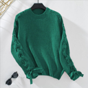 Green Small Women Sweater with Arm Lace Up