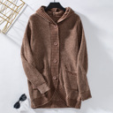 Coffee Small Hooded Cardigan Sweaters