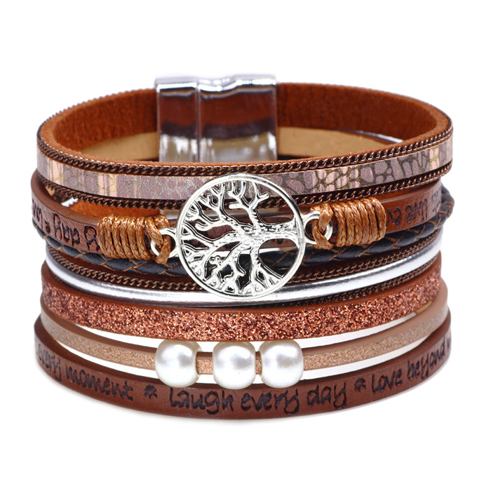 Tree of Life Boho Leather Wrap Bracelets 