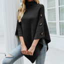 Black Womens Turtleneck Poncho Sweater
