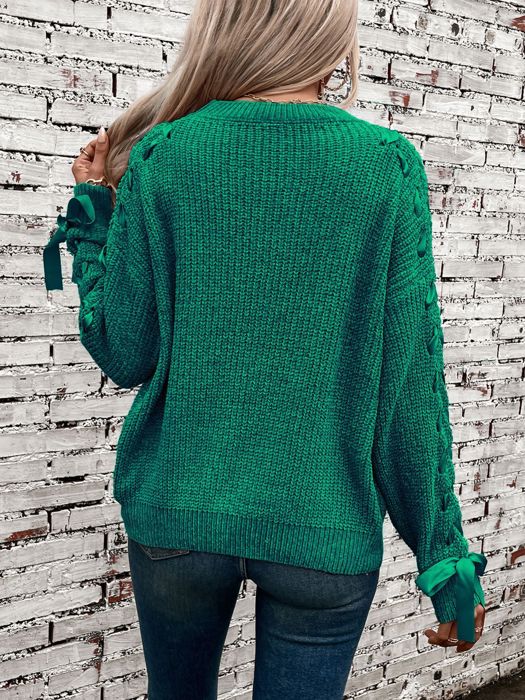 Women Sweater with Arm Lace Up