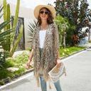  Leopard Fringe Swimwear Kimono