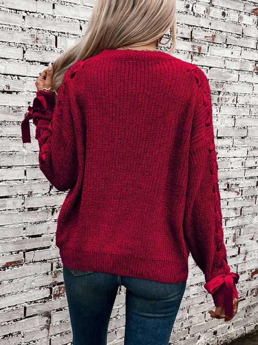Women Sweater with Arm Lace Up