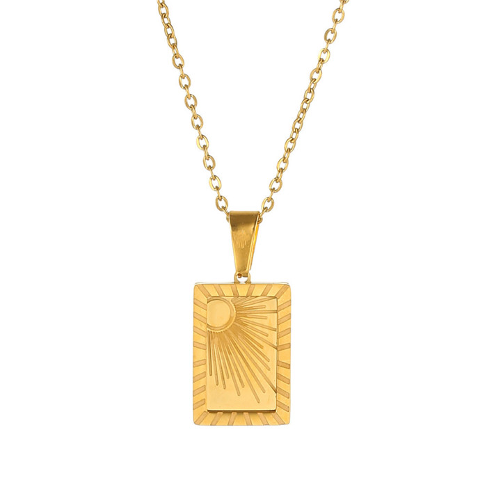 Square Sun Moon Pendant Necklaces