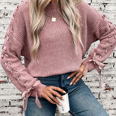 Women Sweater with Arm Lace Up