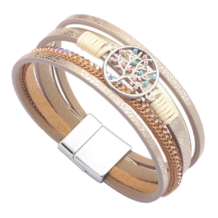 Tree of life leather braided bracelet