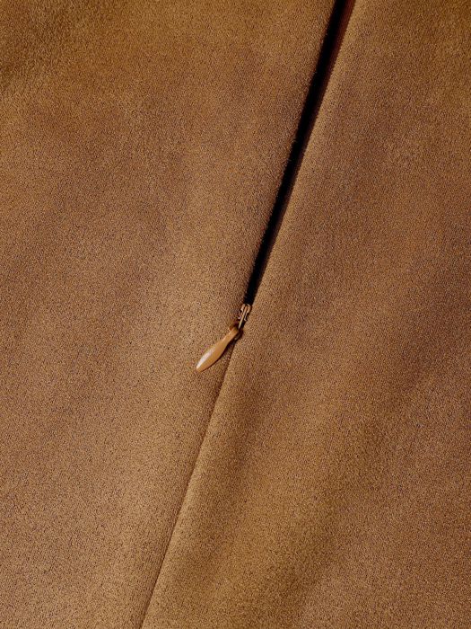 High Waist Zipper Button Solid Color A-Line Skirt