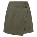  High Waist Zipper Button Solid Color A-Line Skirt