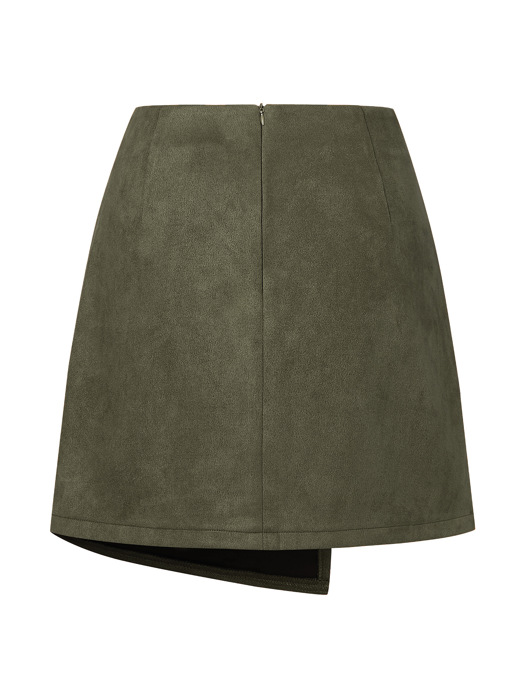 High Waist Zipper Button Solid Color A-Line Skirt