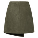  High Waist Zipper Button Solid Color A-Line Skirt