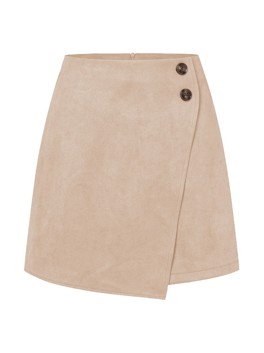 High Waist Zipper Button Solid Color A-Line Skirt