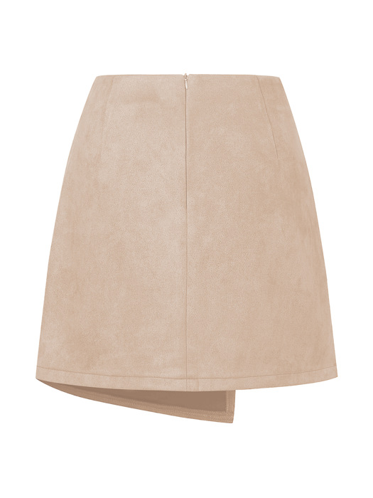 High Waist Zipper Button Solid Color A-Line Skirt