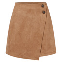  High Waist Zipper Button Solid Color A-Line Skirt
