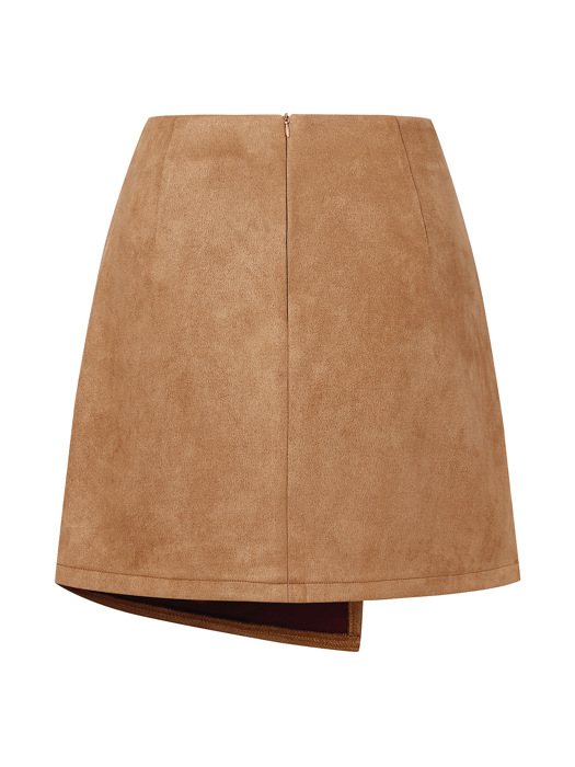 High Waist Zipper Button Solid Color A-Line Skirt