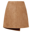  High Waist Zipper Button Solid Color A-Line Skirt