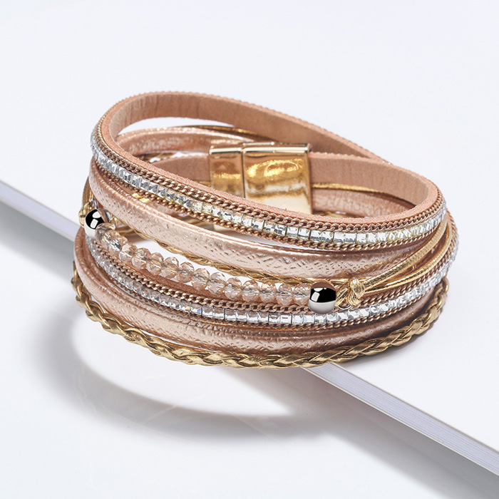 Boho Leather Wrap Multi-Layer Bracelet