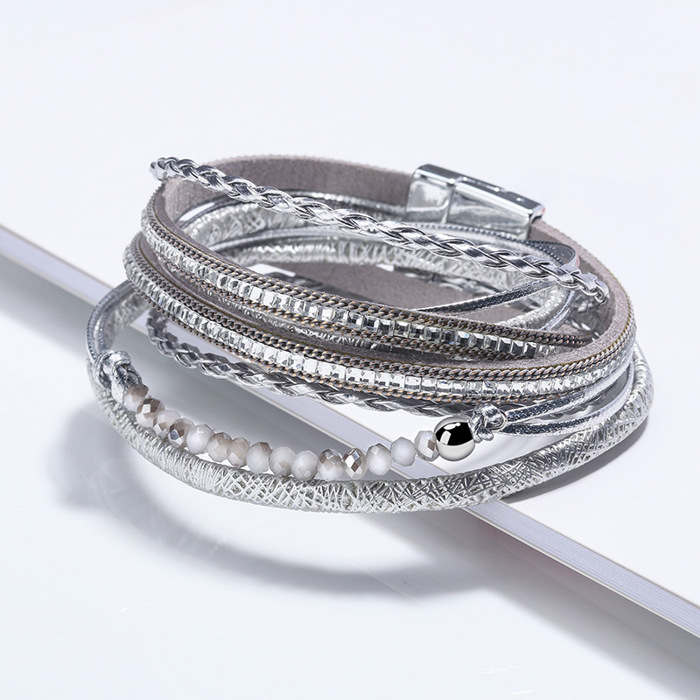 Boho Leather Wrap Multi-Layer Bracelet