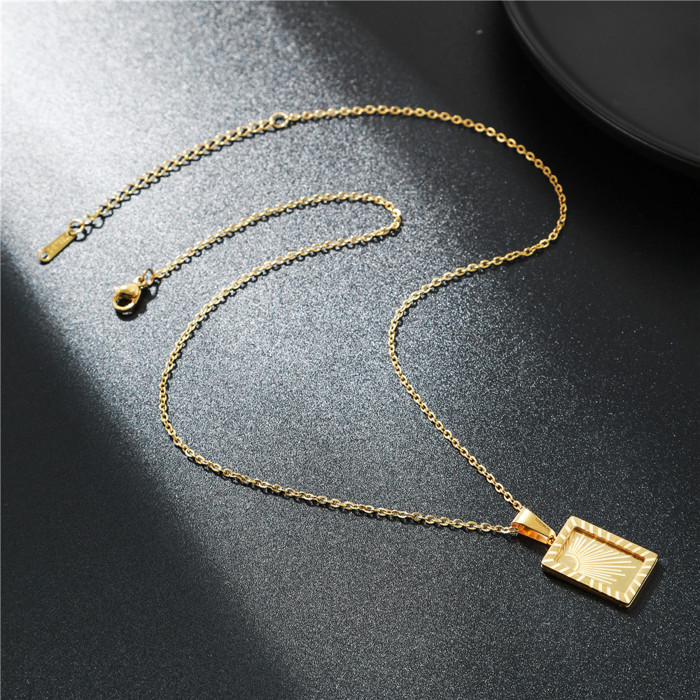 Square Sun Moon Pendant Necklaces