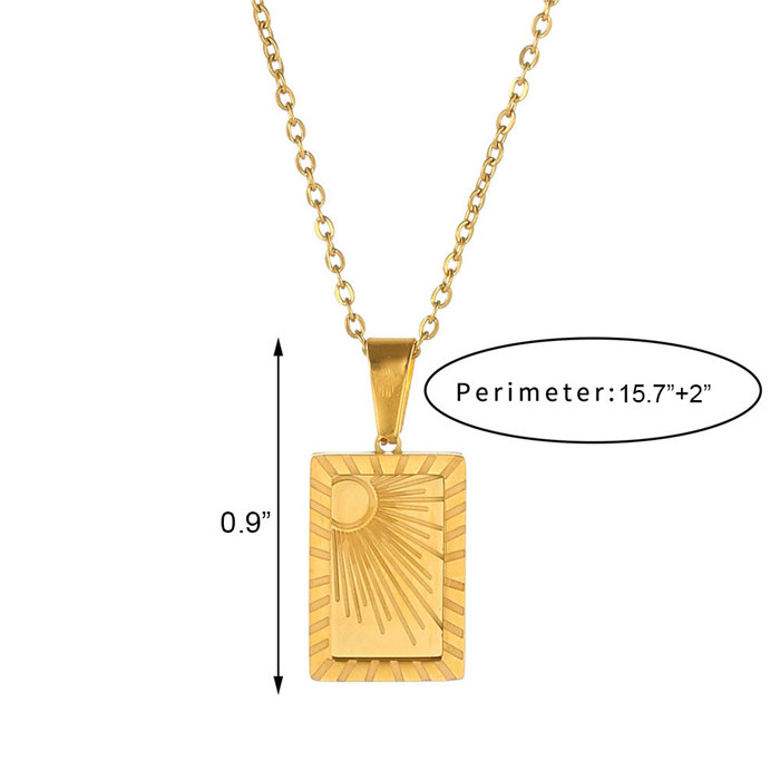 Square Sun Moon Pendant Necklaces