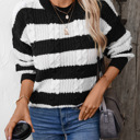  Striped Round Neck Long Sleeve Sweater