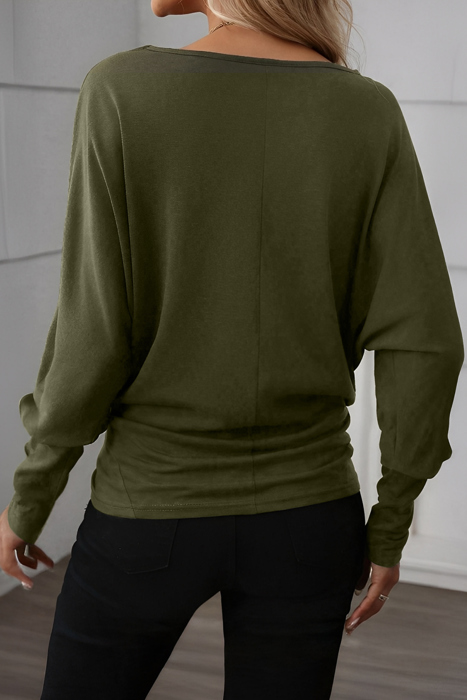 Green Extended Cuffs Long Sleeve Top
