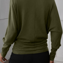  Green Extended Cuffs Long Sleeve Top