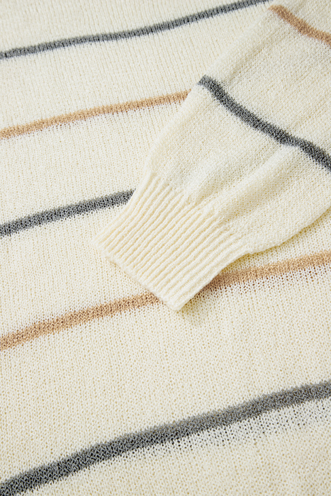 Multicolour Ribbed Edge Drop Shoulder Sweater