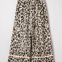  Khaki Leopard Wide Leg Cropped Pocket Pants