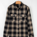  Multicolor Retro Plaid Double Flap Pocket Brushed Shacket
