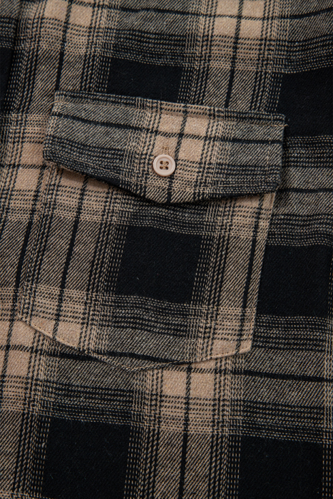 Multicolor Retro Plaid Double Flap Pocket Brushed Shacket