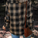  Multicolor Retro Plaid Double Flap Pocket Brushed Shacket