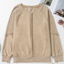  Solid Waffle Knit Patchwork Raglan Sleeve Sweatshirt
