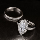  Sterling Silver 925 Engagement Wedding Ring Marquise Halo Micro Pave Rings Bridal Set Simulated Diamonds