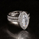  Sterling Silver 925 Engagement Wedding Ring Marquise Halo Micro Pave Rings Bridal Set Simulated Diamonds