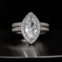  Sterling Silver 925 Engagement Wedding Ring Marquise Halo Micro Pave Rings Bridal Set Simulated Diamonds