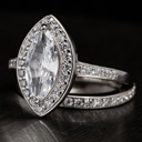  Sterling Silver 925 Engagement Wedding Ring Marquise Halo Micro Pave Rings Bridal Set Simulated Diamonds
