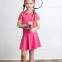  Girls Bright Pink 2 Piece Athletic Active Skirted Sport Set