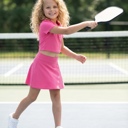  Girls Bright Pink 2 Piece Athletic Active Skirted Sport Set