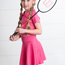  Girls Bright Pink 2 Piece Athletic Active Skirted Sport Set